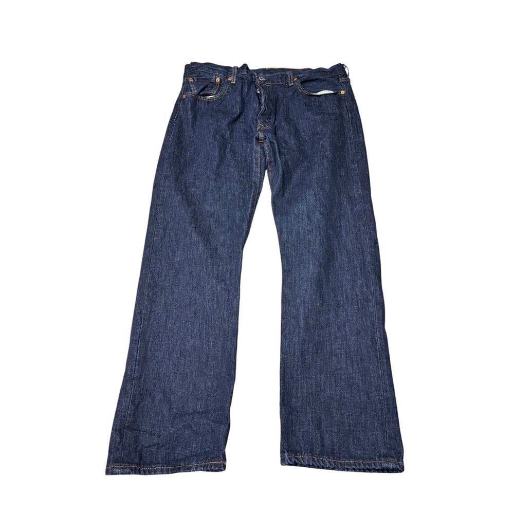 Levis 501 Original Fit Jeans Dark Indigo Blue Denim Mens 38x30 Button Fly